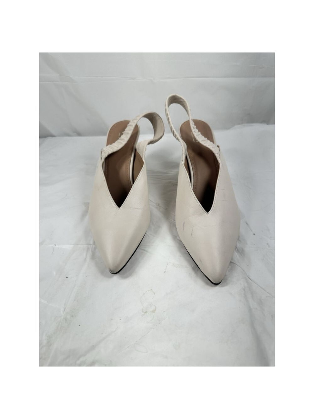 Lewit Marta Leather Slingback Pump Ivory Size 8.5